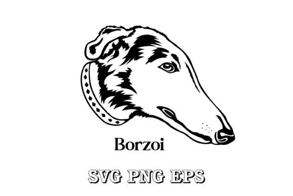 Borzoi Dog Silhouette Breeds Face Vector