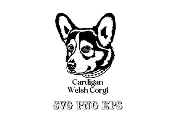 Cardigan Welsh Corgi Dog Silhouette Face
